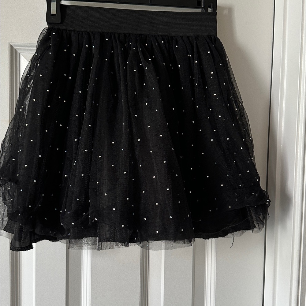 Black Tulle Skirt with White stones Polka Dots -NEW